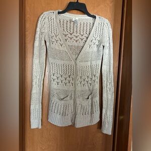 Vintage Aeropostale Cream Open-Knit Button-Front Cardigan Size Small